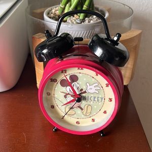 Vintage Disney Mickey Mouse Red Twin Bell Alarm Clock – Collectible Retro Decor
